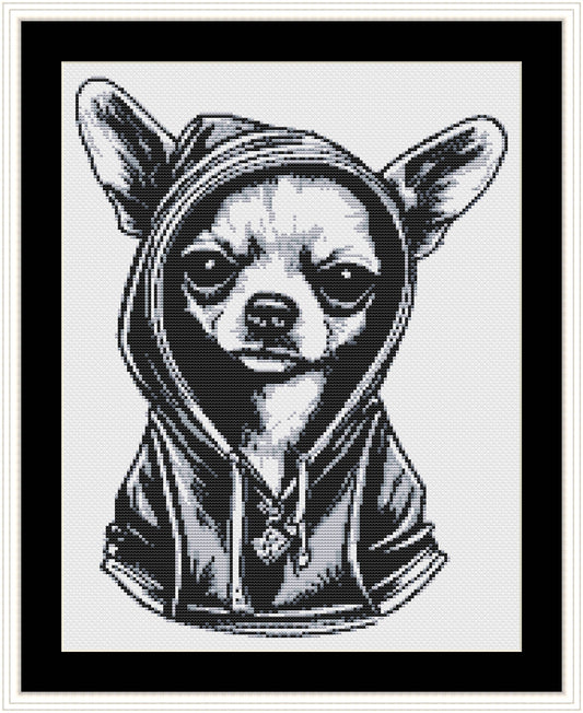 Chihuahua Counted Cross-Stitch Pattern, Dog Cross Stitch Pattern, Monochrome Cross Stitch, Instant PDF Download