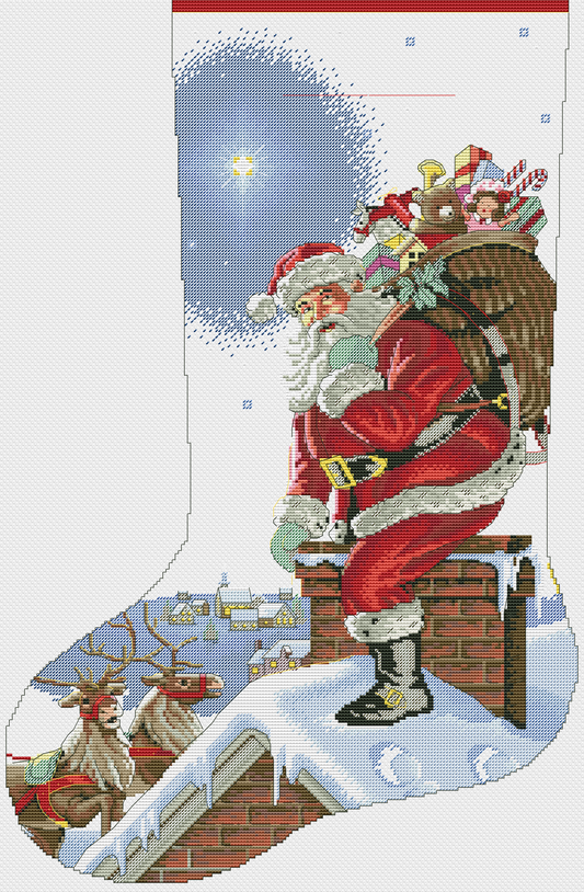 Christmas Eve Stocking PDF Counted cross stitch pattern Christmas Moose Digital cross stitch chart Christmas Eve PDF cross stitch pattern