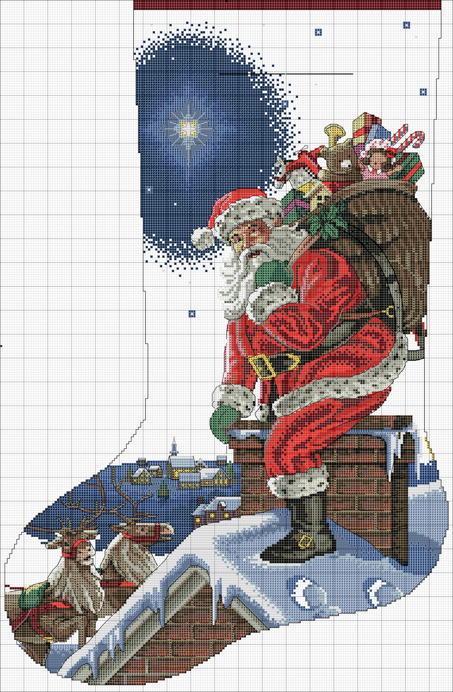 Christmas Eve Stocking PDF Counted cross stitch pattern Christmas Moose Digital cross stitch chart Christmas Eve PDF cross stitch pattern