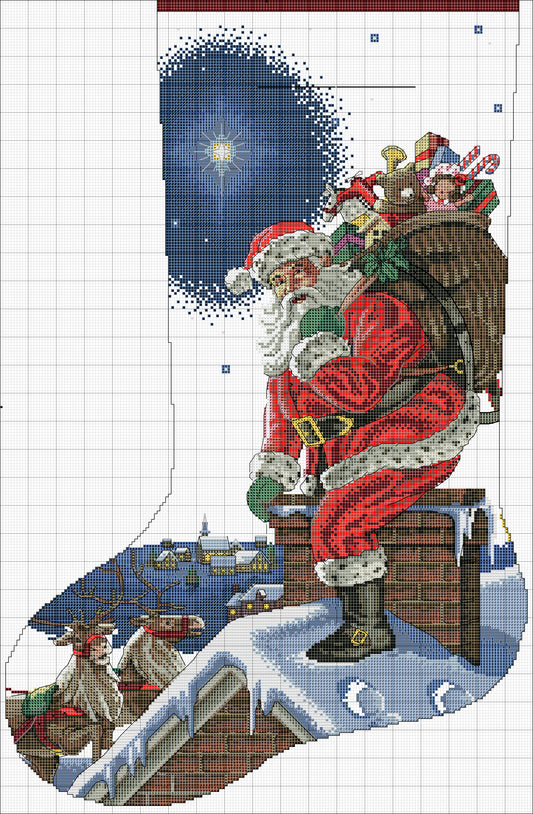 Christmas Eve Stocking PDF Counted cross stitch pattern Christmas Moose Digital cross stitch chart Christmas Eve PDF cross stitch pattern