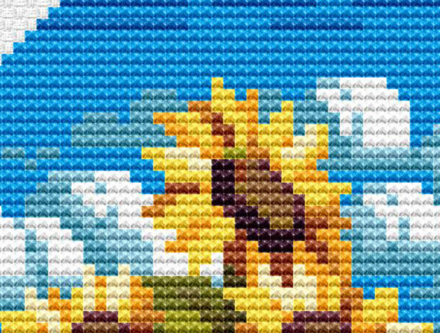 Sunflower Sky Cross-Stitch Pattern - Circular Floral Design PDF Download