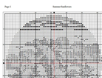 Sunflower Sky Cross-Stitch Pattern - Circular Floral Design PDF Download