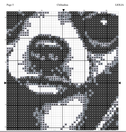 Chihuahua Counted Cross-Stitch Pattern, Dog Cross Stitch Pattern, Monochrome Cross Stitch, Instant PDF Download