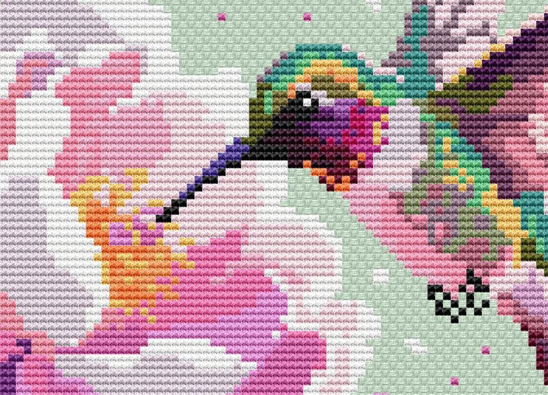 Hummingbird Cross Stitch Pattern. Floral cross stitch design