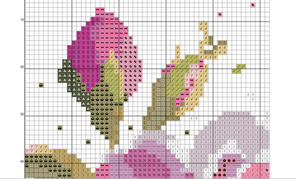 Hummingbird Cross Stitch Pattern. Floral cross stitch design