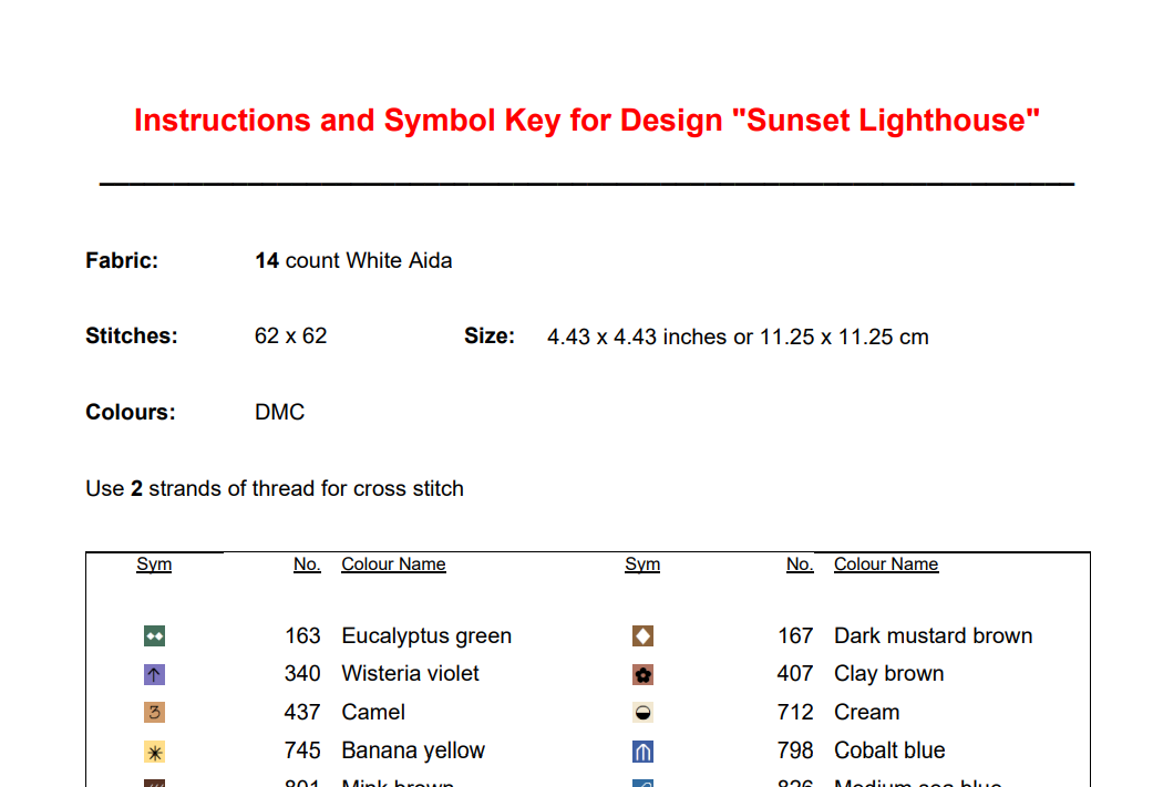 Lighthouse Sunset Cross Stitch Pattern - Digital Download