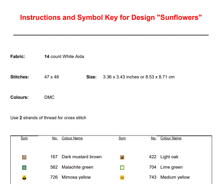 Little Sunflower Cross Stitch Pattern — FREE Instant PDF Download
