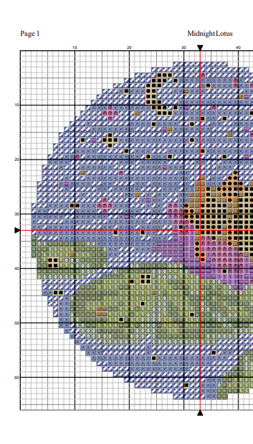 Midnight Lotus Cross Stitch Pattern — PDF Instant Download