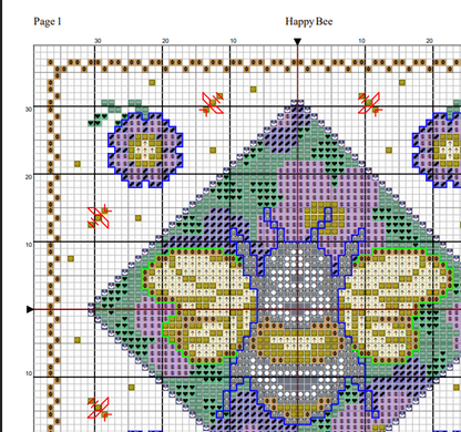 Happy Bee Cross Stitch Pattern — PDF Instant Download