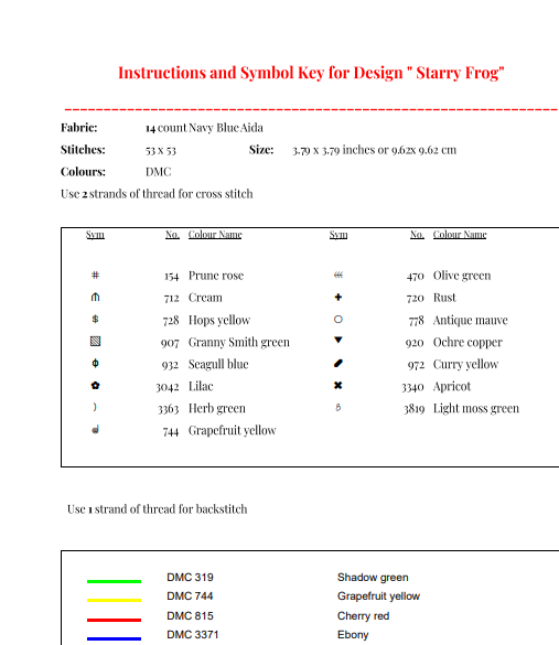 Starry Frog — Free Cross Stitch Pattern PDF