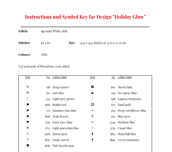 Holiday Glow Cross Stitch Pattern — PDF Instant Download