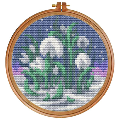 White Flowers Cross Stitch Pattern - Spring Floral Embroidery Design - Digital Download PDF