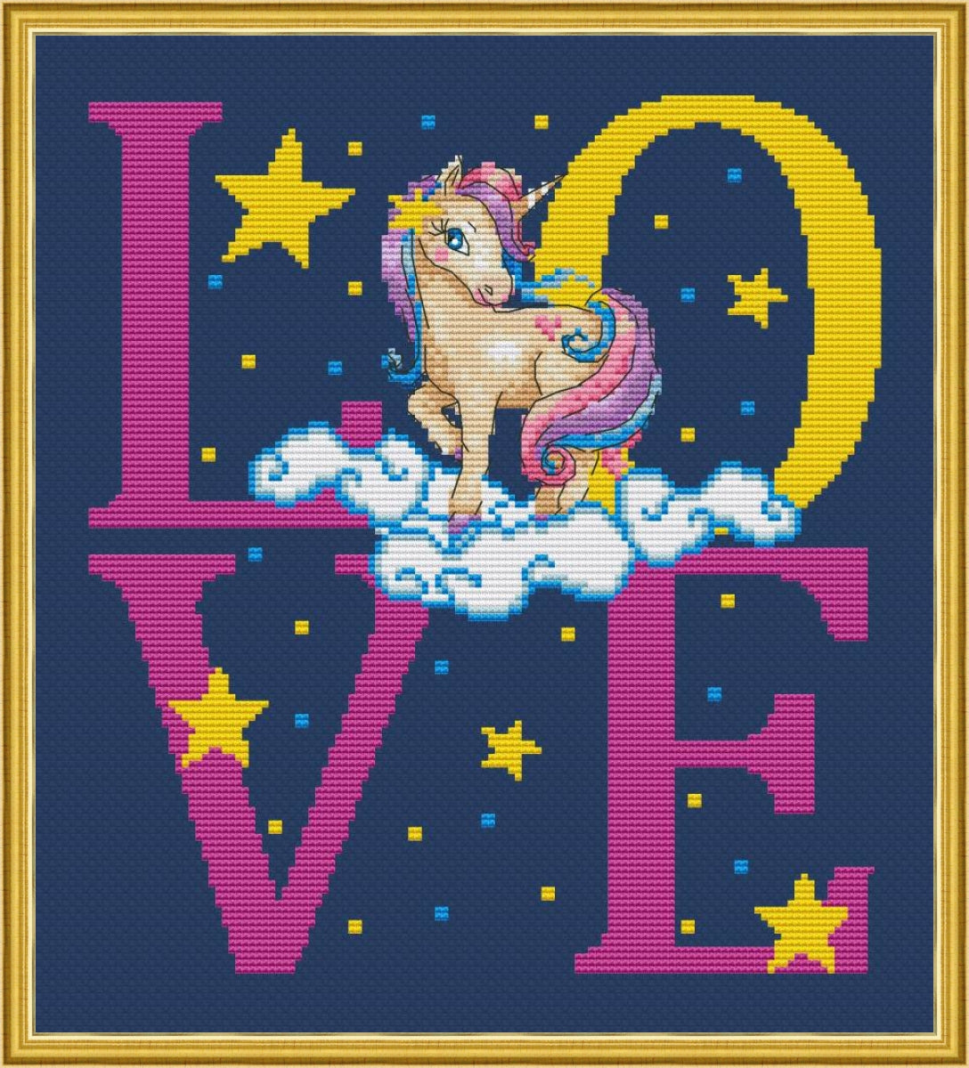 Unicorn Love Cross Stitch Pattern - Instant Download