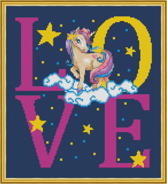 Unicorn Love Cross Stitch Pattern - Instant Download