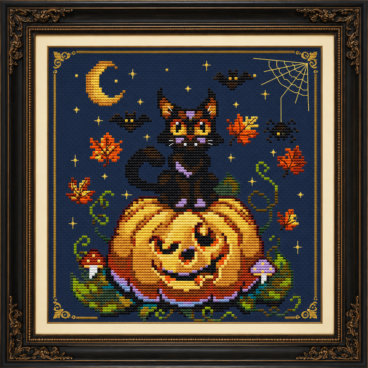 Midnight Pumpkin Magic — Cross Stitch Pattern PDF