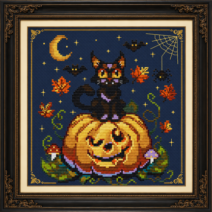 Midnight Pumpkin Magic — Cross Stitch Pattern PDF