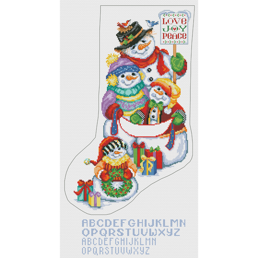 Snow Folks Christmas Stocking counted cross stitch pattern | Christmas Eve PDF cross stitch pattern