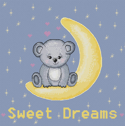 Sweet Dreams Teddy Bear Cross Stitch Pattern