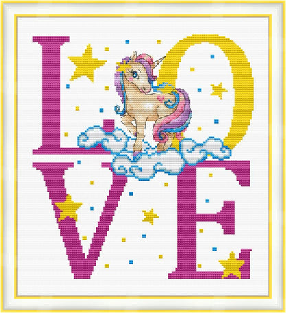 Unicorn Love Cross Stitch Pattern - Instant Download